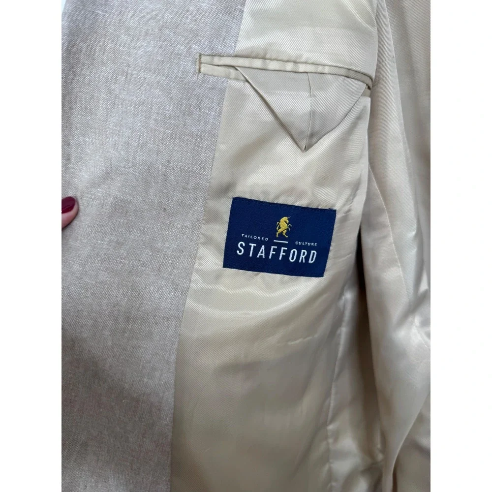 Stafford‎ Tan Linen Blend Classic Fit Sport Coat Size 48 Regular
